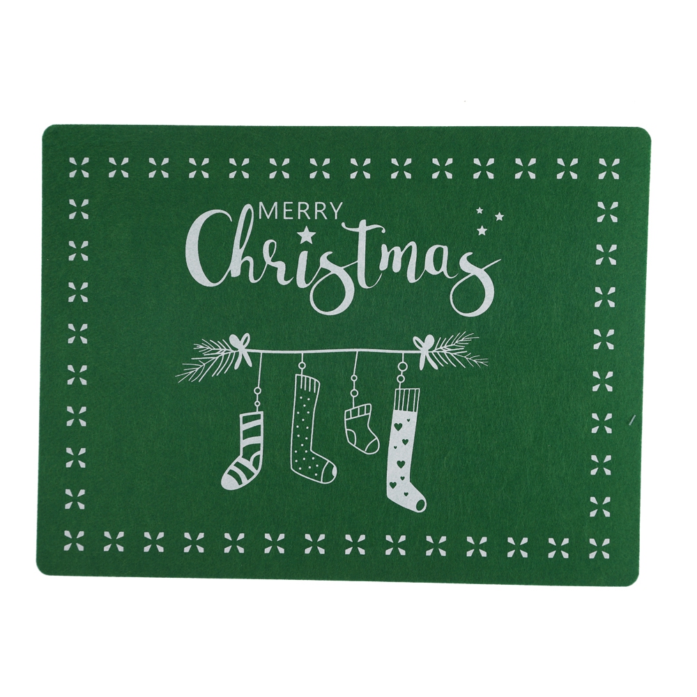 2025 Weihnachten bedrucktes Tischset, traditionelle Farbe, Filz, Tischset, festliche Tischdekoration 4