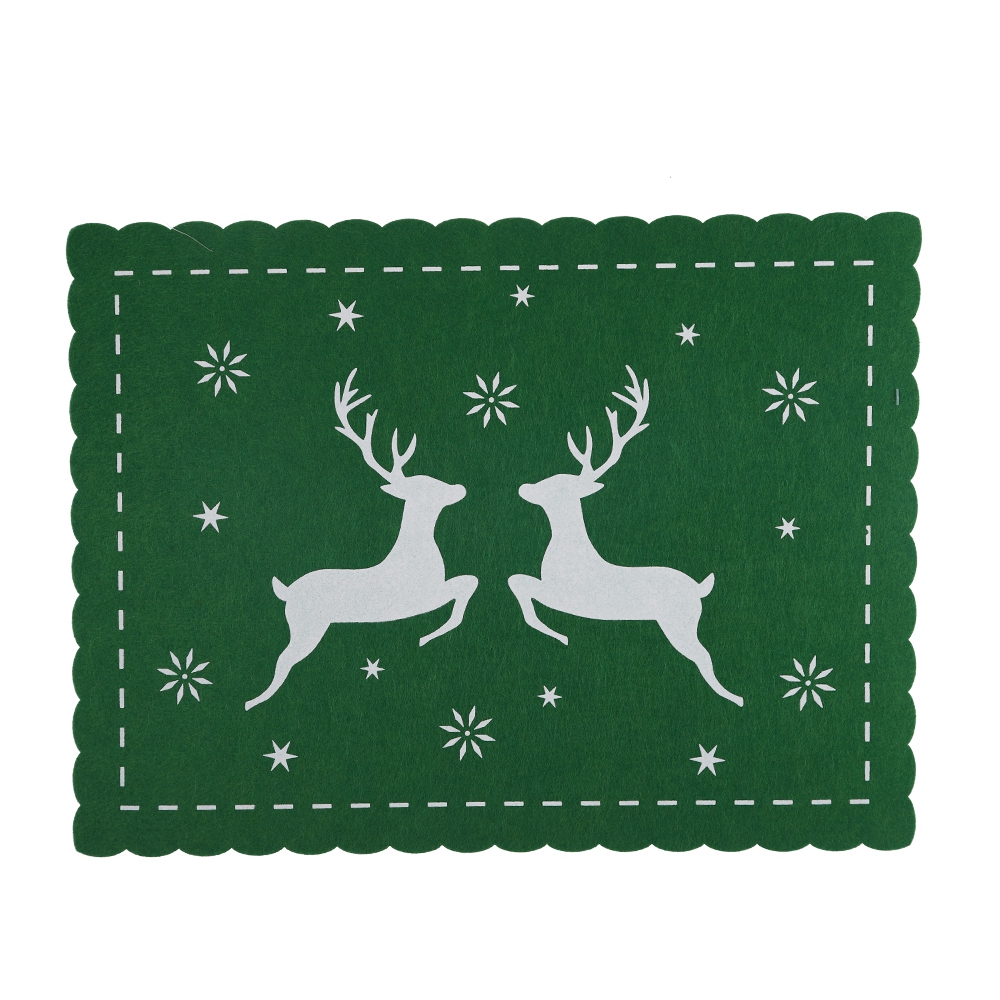2025 Weihnachten bedrucktes Tischset, traditionelle Farbe, Filz, Tischset, festliche Tischdekoration 9
