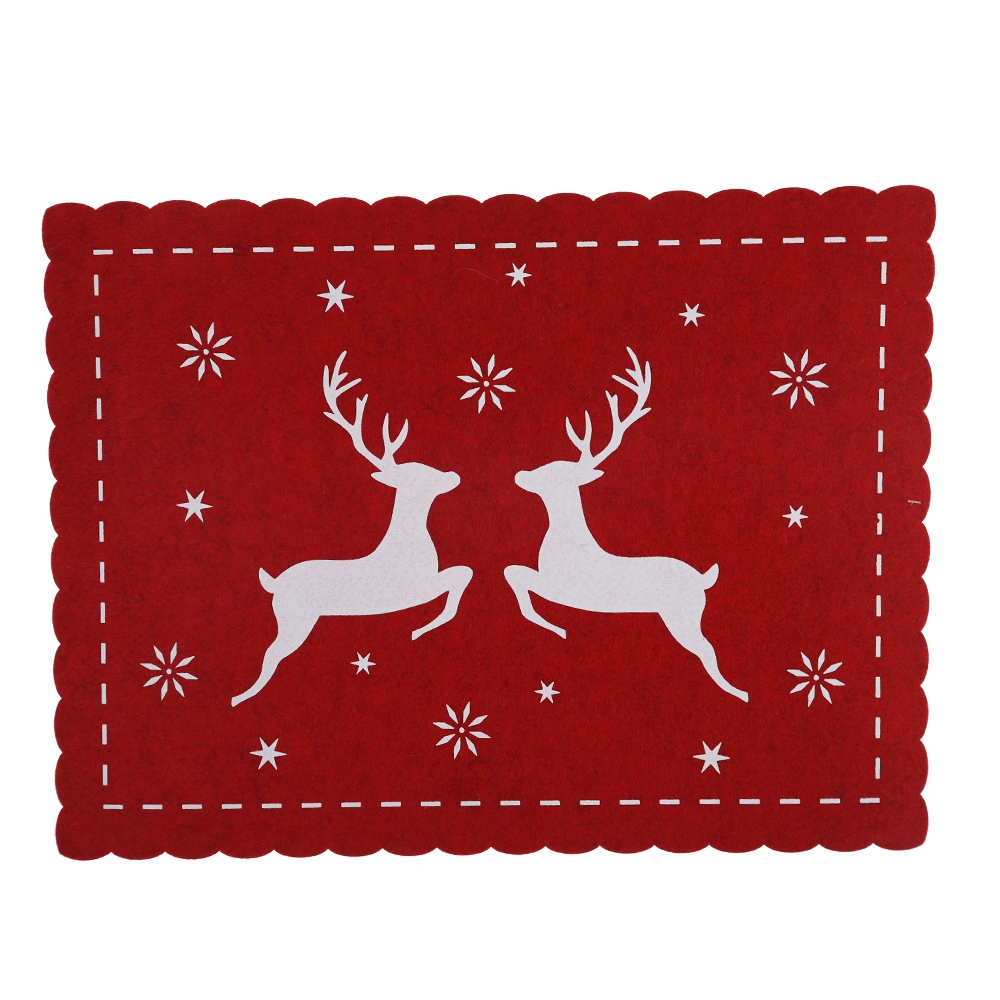 2025 Weihnachten bedrucktes Tischset, traditionelle Farbe, Filz, Tischset, festliche Tischdekoration 7
