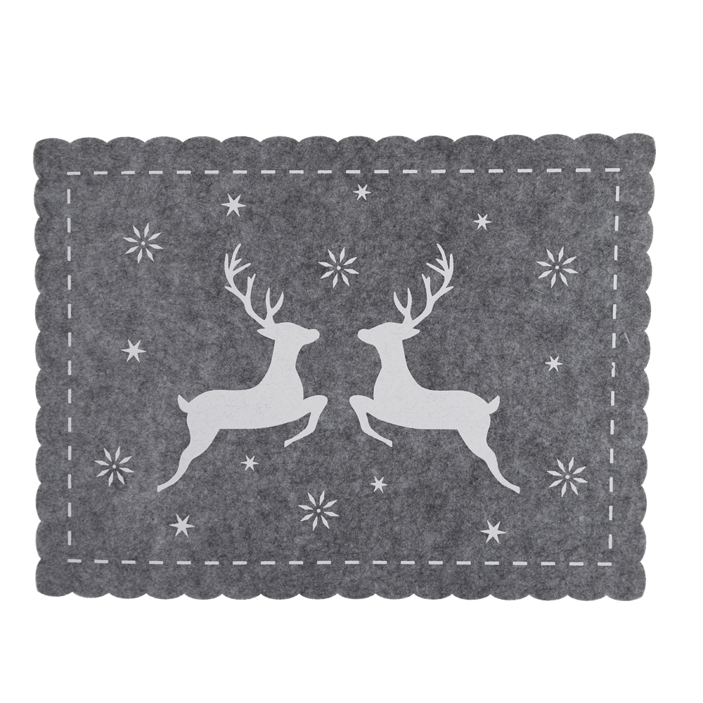 2025 Weihnachten bedrucktes Tischset, traditionelle Farbe, Filz, Tischset, festliche Tischdekoration 8