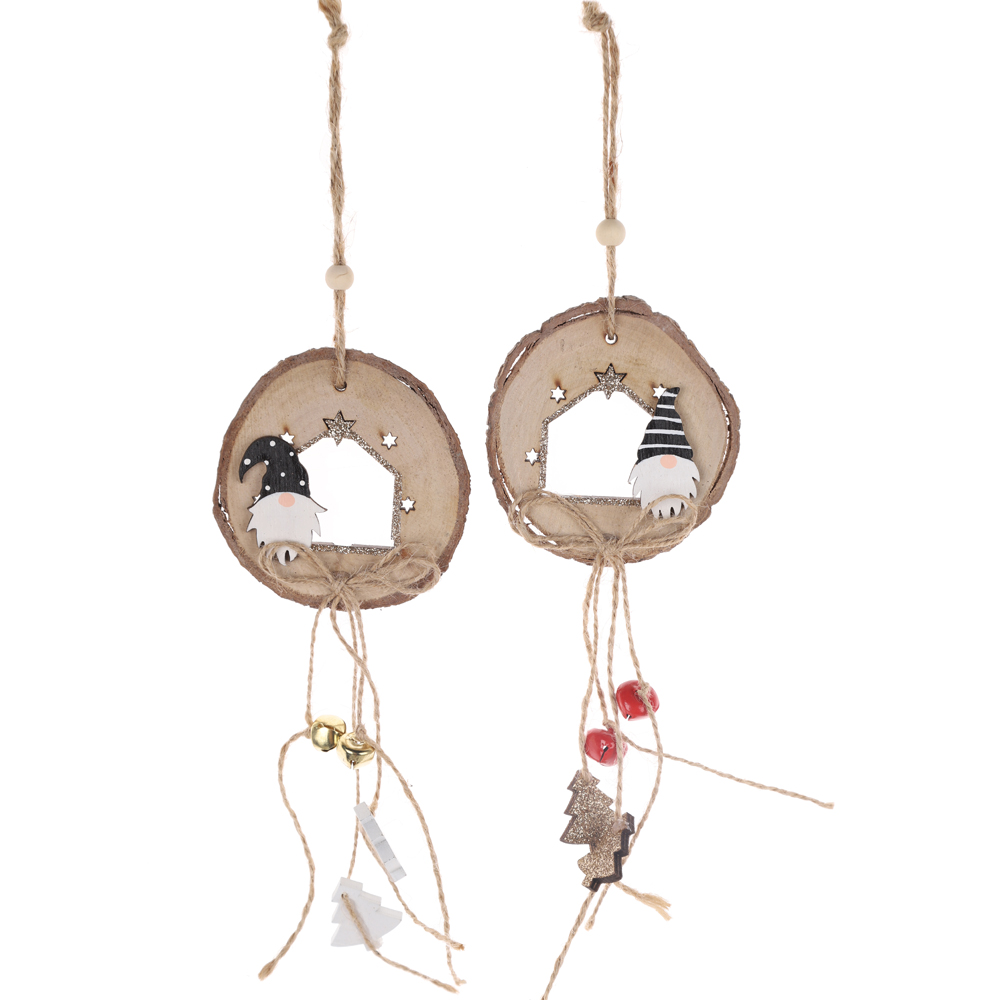 Großhandel Weihnachtsbaum hängen Holz Gnome Hängen Tannenzapfen Decor Winter Urlaub Requisiten 4