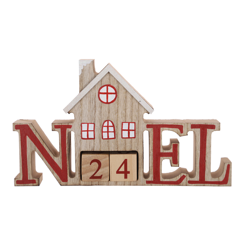 Calendario de Adviento de cuenta regresiva de madera para Navidad, regalo para niños, decoración de mesa navideña 4
