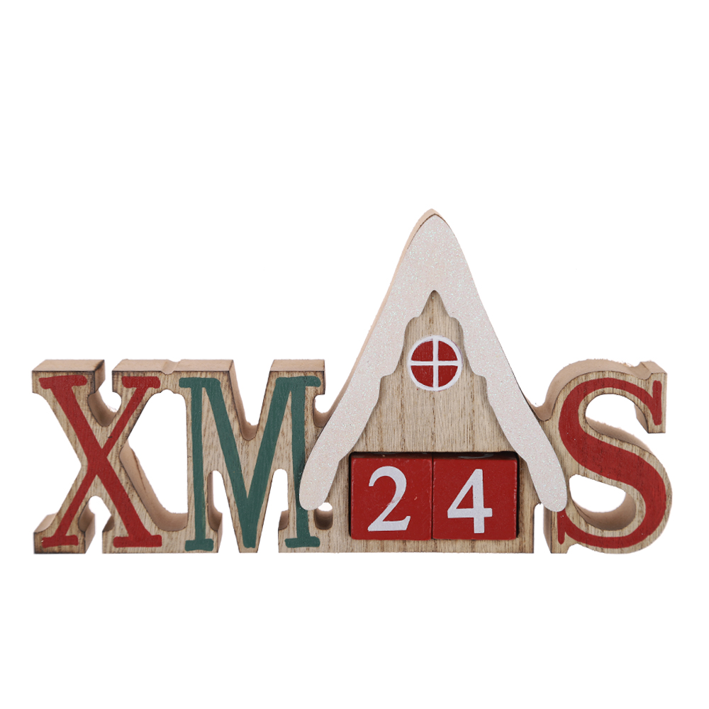 Calendario de Adviento de cuenta regresiva de madera para Navidad, regalo para niños, decoración de mesa navideña 6