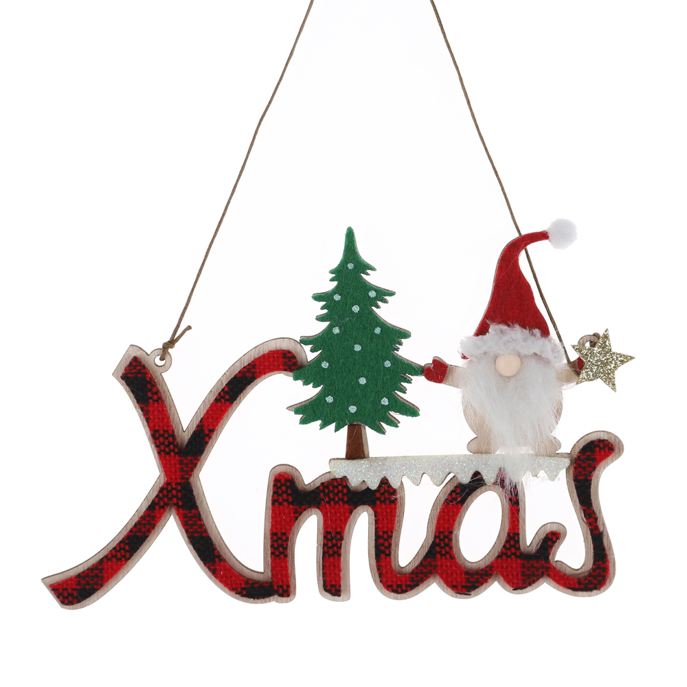 Neues Design WEIHNACHTEN Hängende Holzzwerge Dekor Schottisches Plaid Dekor Winter Tischdekoration Ambiente 1