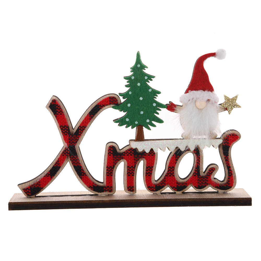 Neues Design WEIHNACHTEN Hängende Holzzwerge Dekor Schottisches Plaid Dekor Winter Tischdekoration Ambiente 7