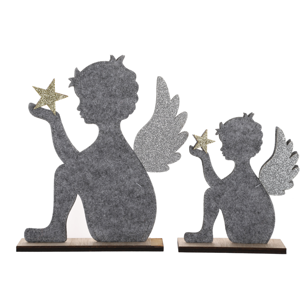 Neues Design Filz Engel Ornament Weihnachtstisch Dekor Holz Wohndekor 3