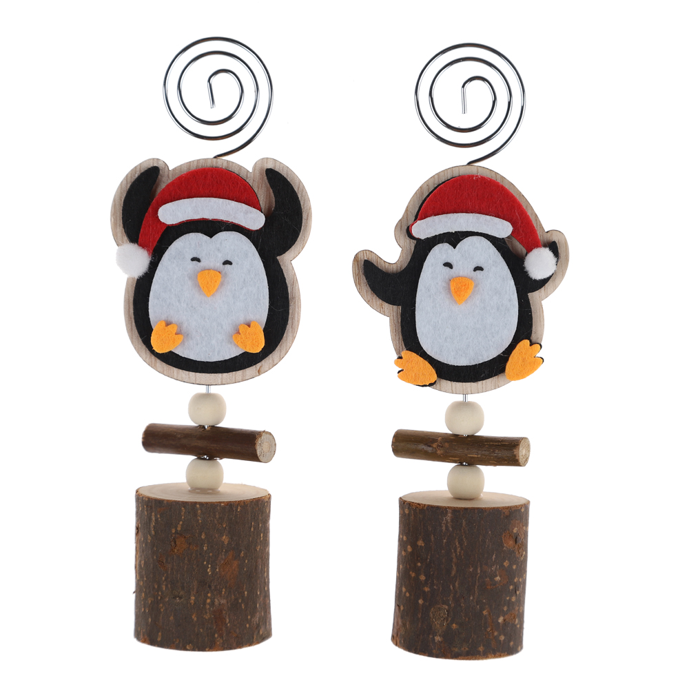 Großhandel Weihnachtskartenclips Engelsstümpfe Holzclips Pinguin Memos Clips Winter Tischdekoration 9