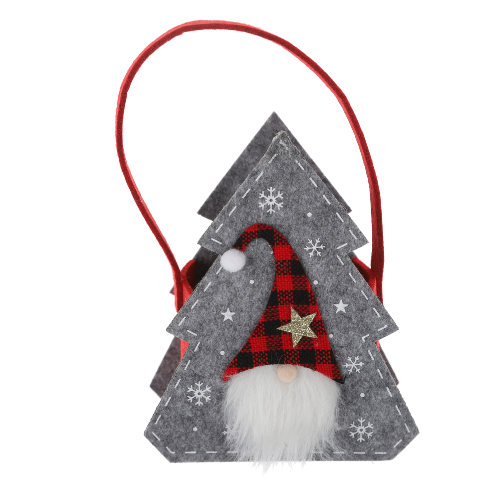 Bolsa de dulces de gnomo de fábrica, bolsa de tela navideña, cesta de fieltro para guardar dulces, decoración navideña de invierno 3
