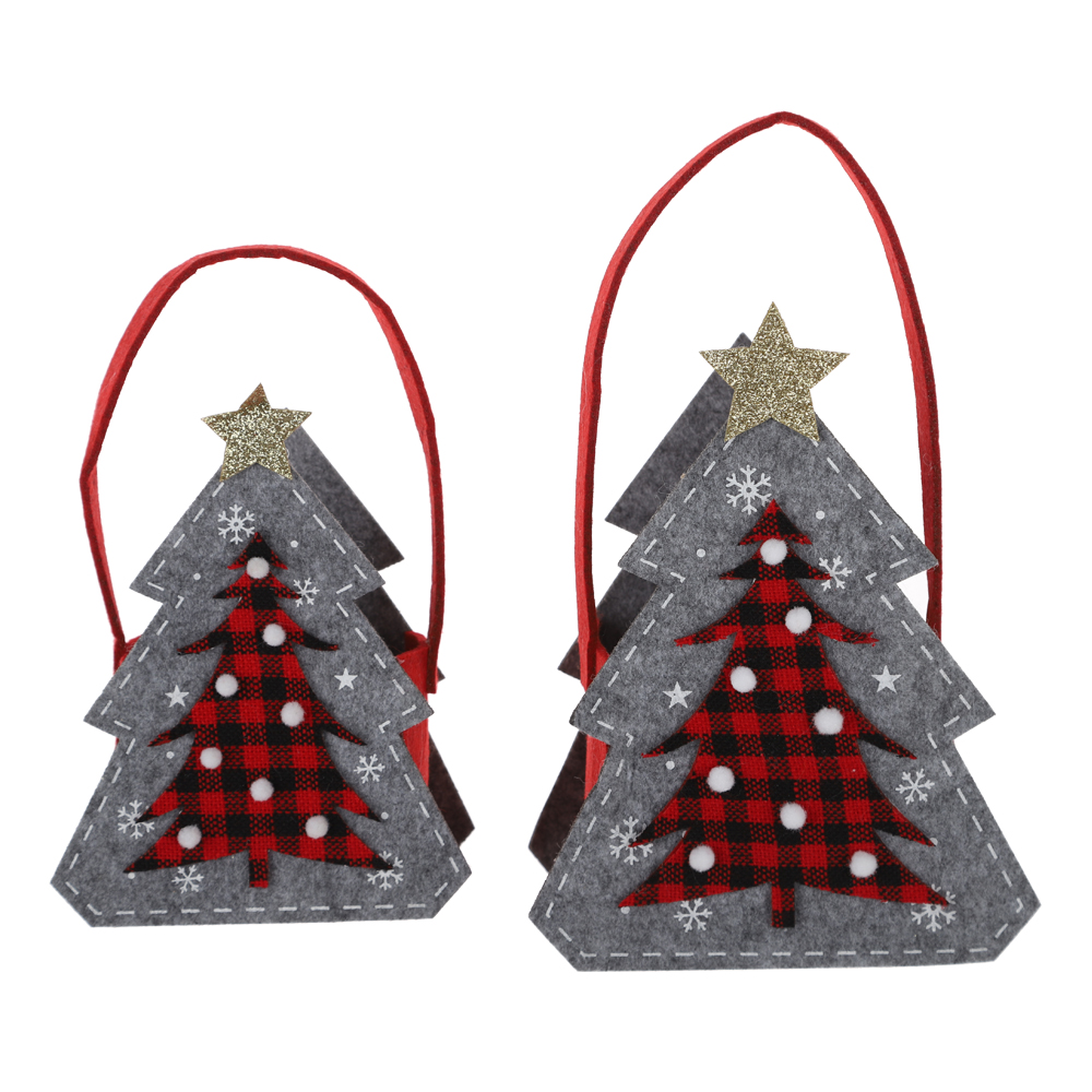 Bolsa de dulces de gnomo de fábrica, bolsa de tela navideña, cesta de fieltro para guardar dulces, decoración navideña de invierno 2