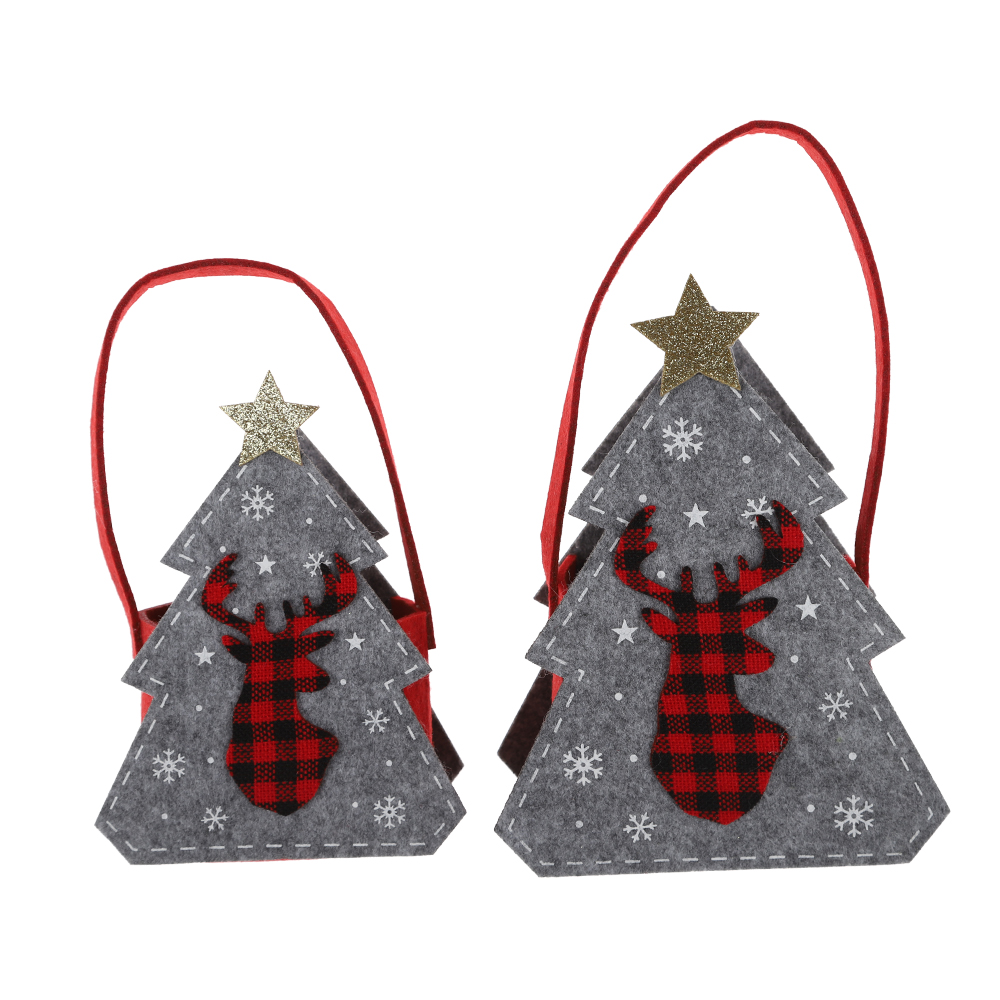 Bolsa de dulces de gnomo de fábrica, bolsa de tela navideña, cesta de fieltro para guardar dulces, decoración navideña de invierno 1