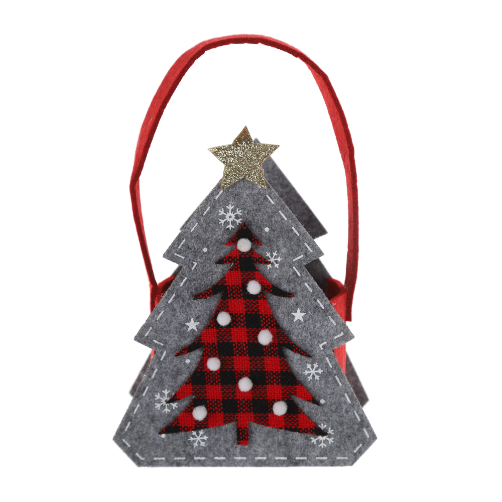 Bolsa de dulces de gnomo de fábrica, bolsa de tela navideña, cesta de fieltro para guardar dulces, decoración navideña de invierno 5