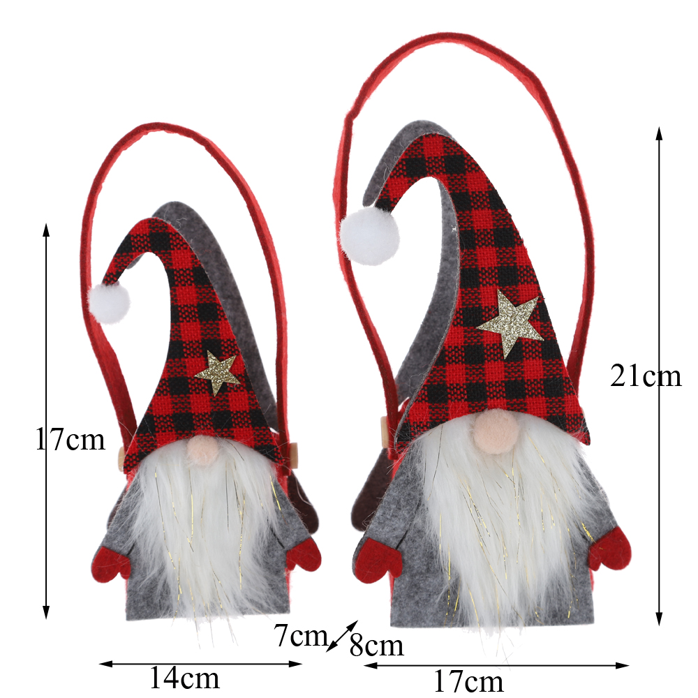 Neues Design Weihnachtsaufbewahrungstasche Filz Zwerg Bonbontüte Kindergeschenk Scottish Plaid Bag 3