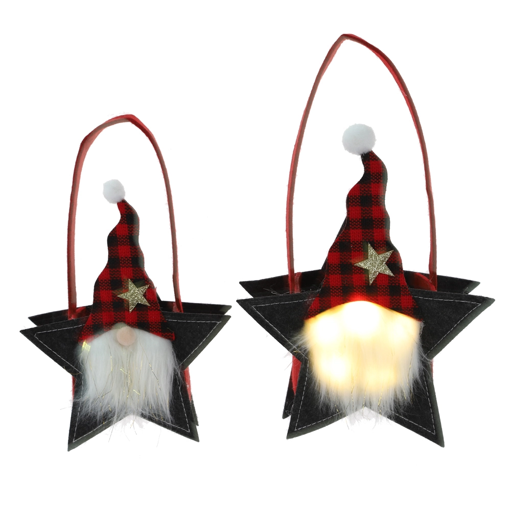 Leuchtende Weihnachts-Aufbewahrungstasche, Filzsterne, Süßigkeitentasche, Kinder, LED-Geschenk, Winterdekor 1