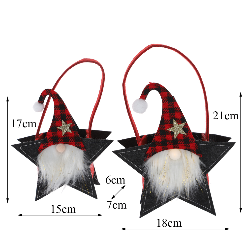 Leuchtende Weihnachts-Aufbewahrungstasche, Filzsterne, Süßigkeitentasche, Kinder, LED-Geschenk, Winterdekor 5