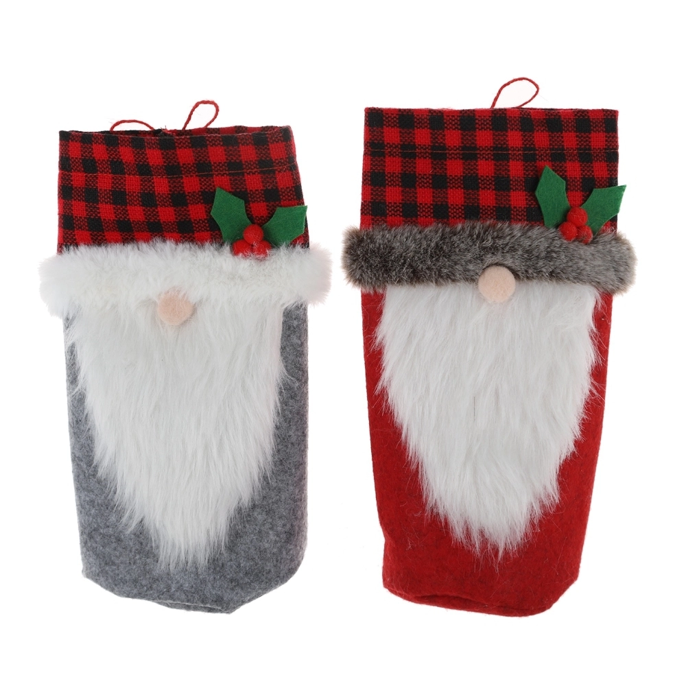 Cubierta para botella de vino con diseño de gnomo de Papá Noel para Navidad 2025, decoración para mesa de fiesta navideña 1