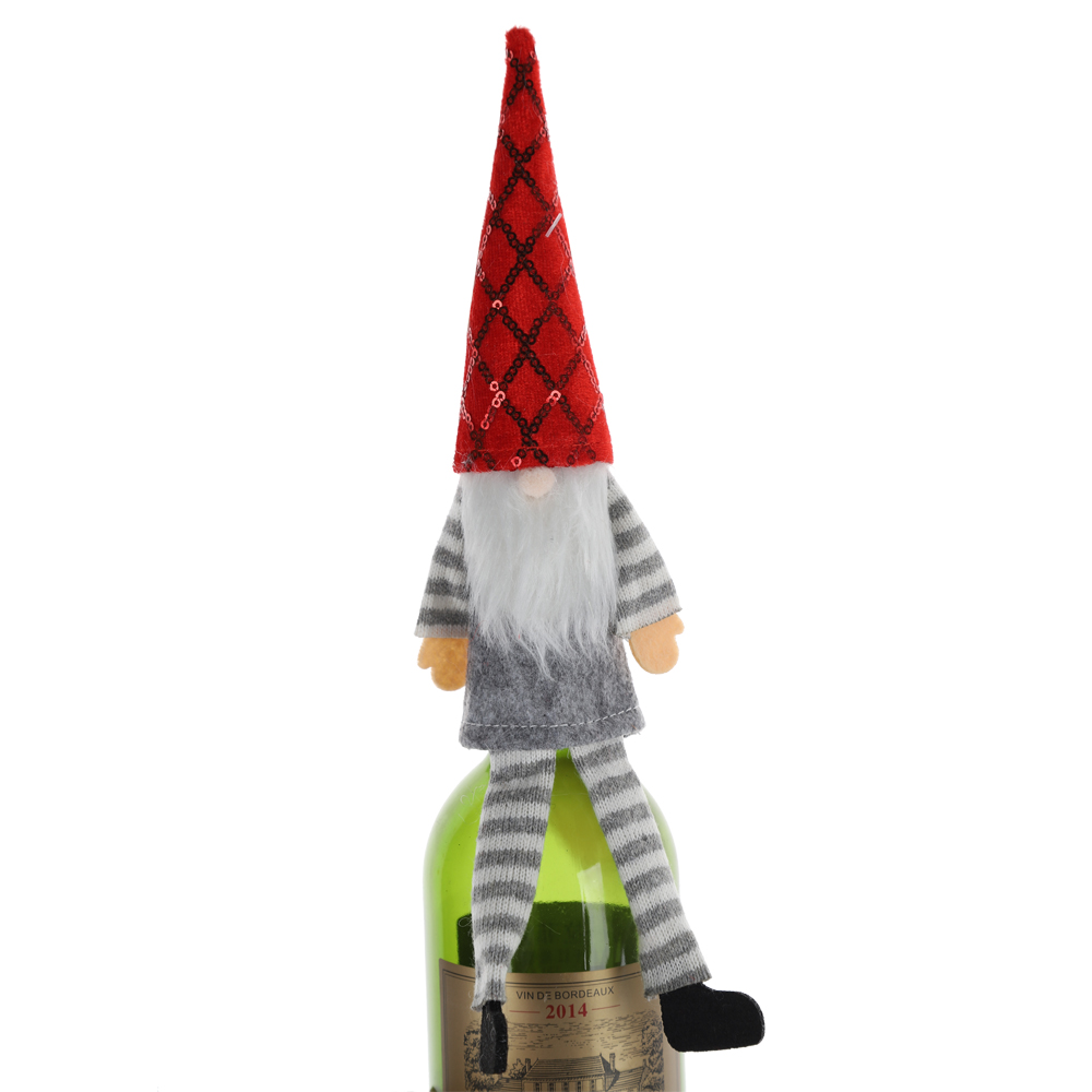 Neue Jahr Esstisch Dekor Weihnachten Gnomes Wein Flasche Abdeckung Santa Claus Wein Flasche Topper Taschen 3