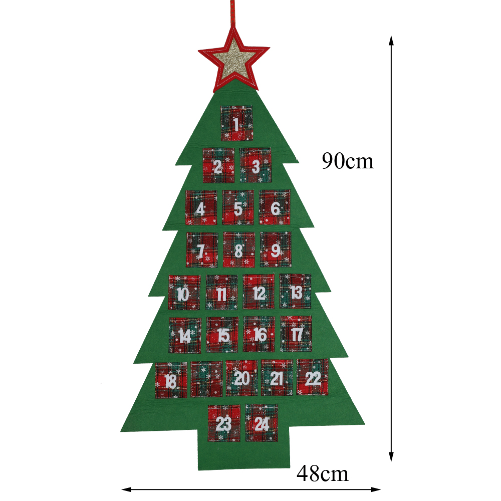 2025 Weihnachtsbaum Adventskalender Filz Stoff Countdown Display Wanddekoration 4