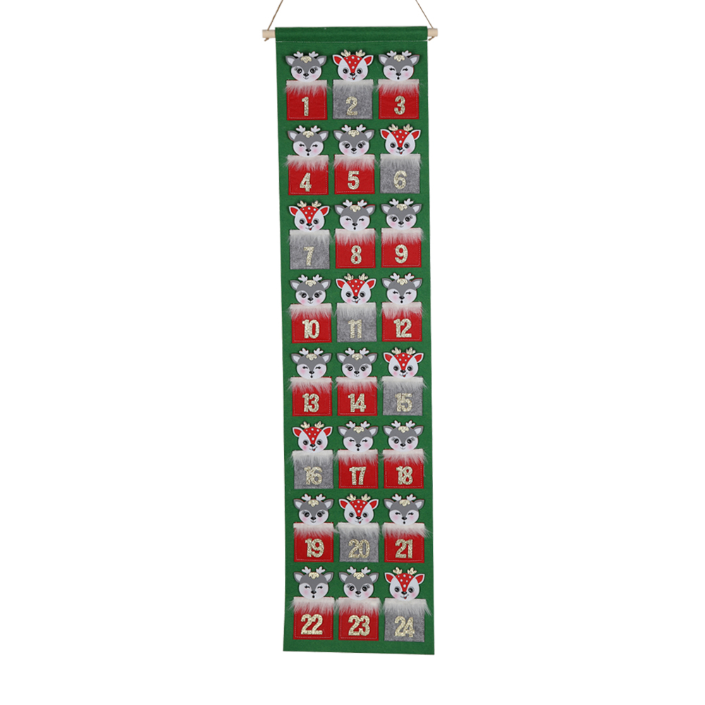 2025 Weihnachtsbaum Adventskalender Filz Stoff Countdown Display Wanddekoration 5
