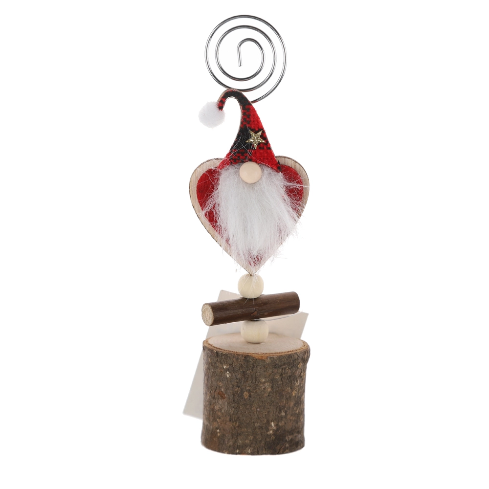 Fabricante de clip de tocón de gnomo, clip de notas de anciano nórdico sin rostro, clip de madera navideño, accesorios de ambiente invernal 1