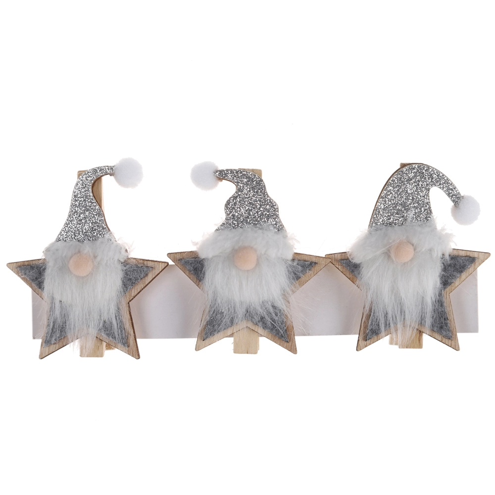 Weihnachts-Holz-Clip, Gnome-Kartenclip, gesichtsloser alter Mann, Aufkleber, Winterurlaub-Requisiten 1