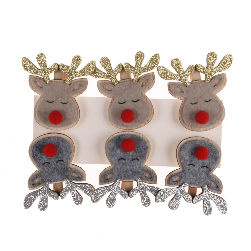 Clip de madera navideño con forma de alce, clip para tarjetas, clip para notas de pingüino, accesorios para fiestas de invierno 4