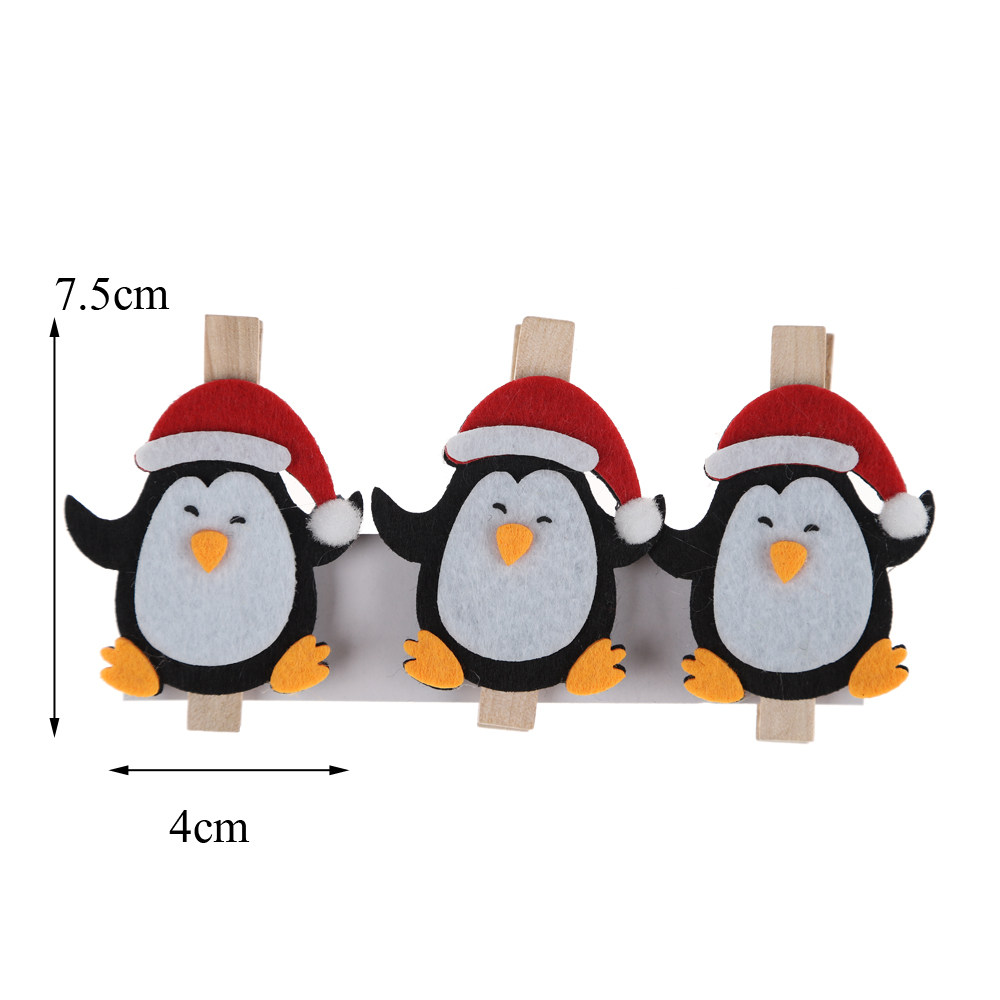 Clip de madera navideño con forma de alce, clip para tarjetas, clip para notas de pingüino, accesorios para fiestas de invierno 6