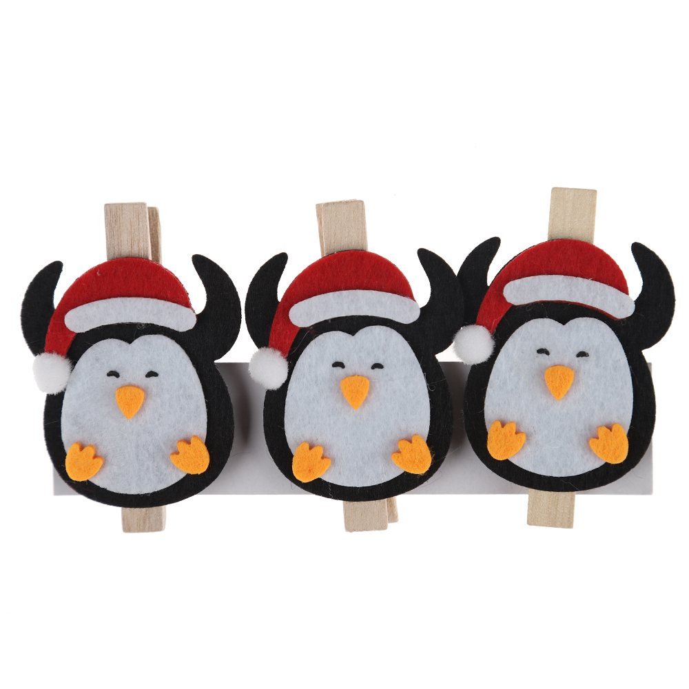 Clip de madera navideño con forma de alce, clip para tarjetas, clip para notas de pingüino, accesorios para fiestas de invierno 5