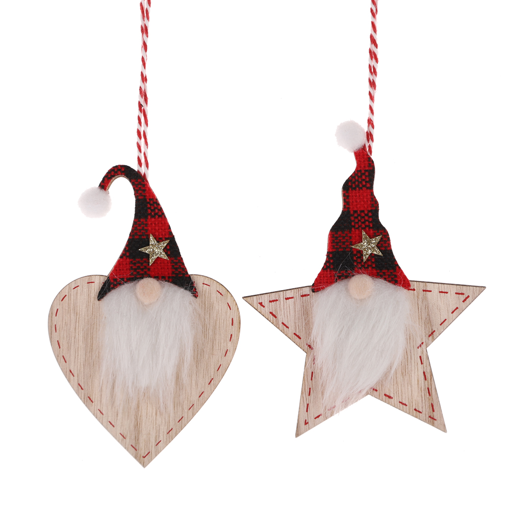 Letrero de madera con letras navideñas de Papá Noel, gnomo colgante de bienvenida para puerta, decoración colgante 1