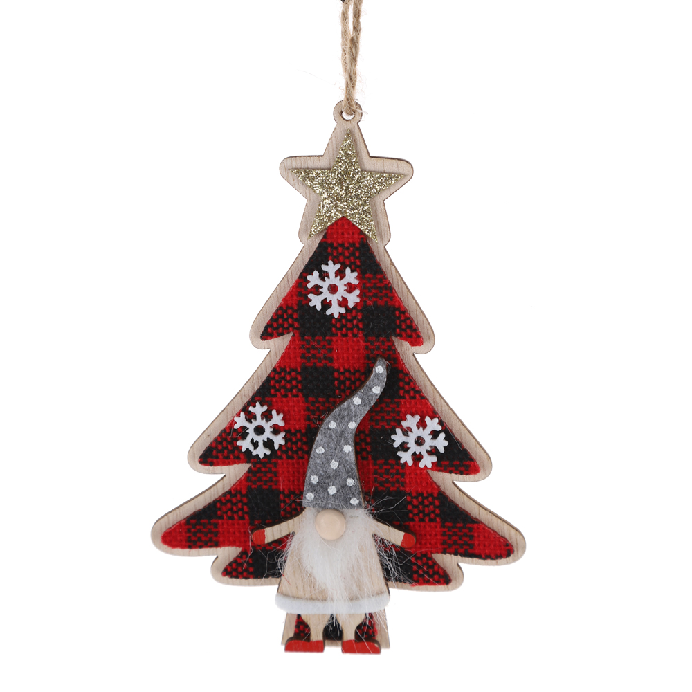 Letrero de madera con letras navideñas de Papá Noel, gnomo colgante de bienvenida para puerta, decoración colgante 2