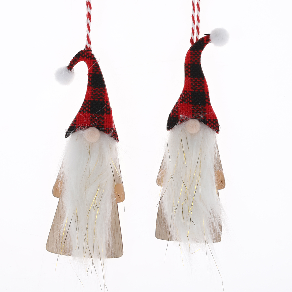 Letrero de madera con letras navideñas de Papá Noel, gnomo colgante de bienvenida para puerta, decoración colgante 4