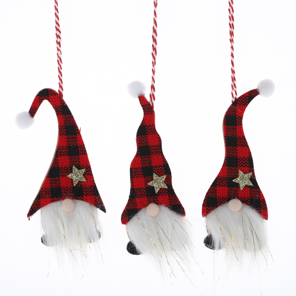 Letrero de madera con letras navideñas de Papá Noel, gnomo colgante de bienvenida para puerta, decoración colgante 6