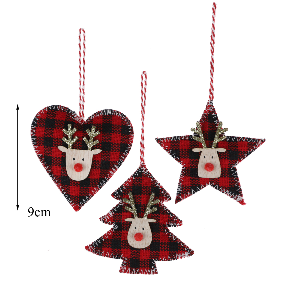 Neujahrsgeschenke Frohe Weihnachten Stoff Hirsch/Schneeflocke Ornamente Weihnachtsbaum hängende Dekorationen 2