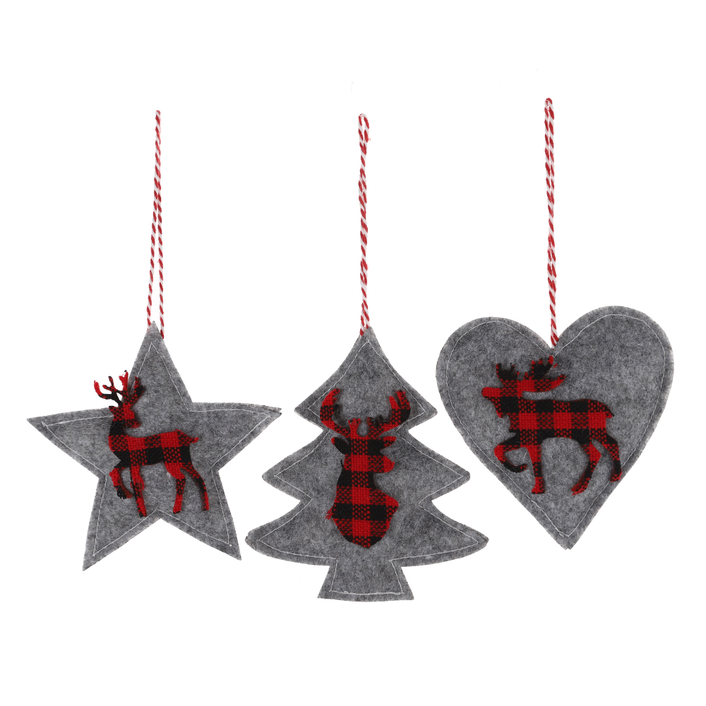 Neujahrsgeschenke Frohe Weihnachten Stoff Hirsch/Schneeflocke Ornamente Weihnachtsbaum hängende Dekorationen 1