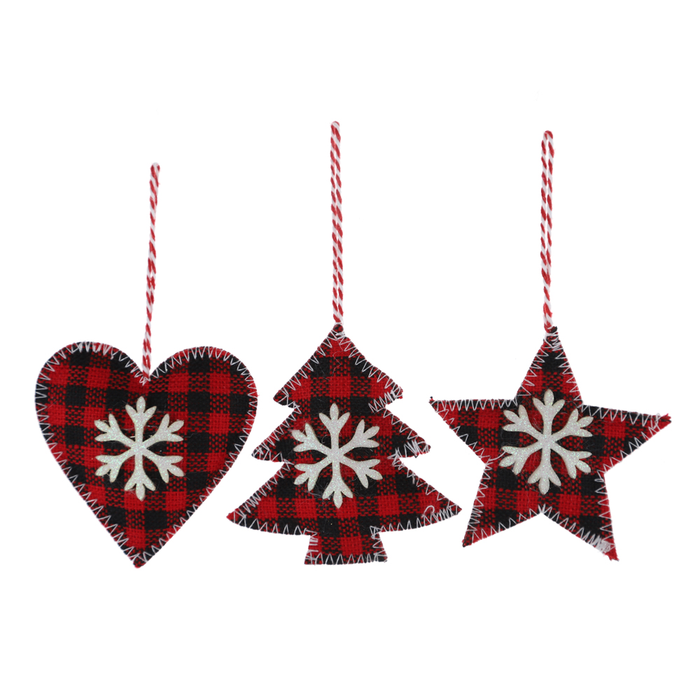Neujahrsgeschenke Frohe Weihnachten Stoff Hirsch/Schneeflocke Ornamente Weihnachtsbaum hängende Dekorationen 3