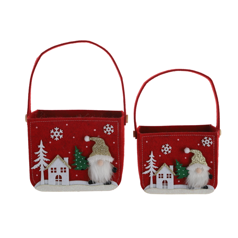 Weihnachten Süßigkeiten Tasche Tragbare Handgemachte Filz Tuch Kleine Tote Kinder Körbe Geschenk 3