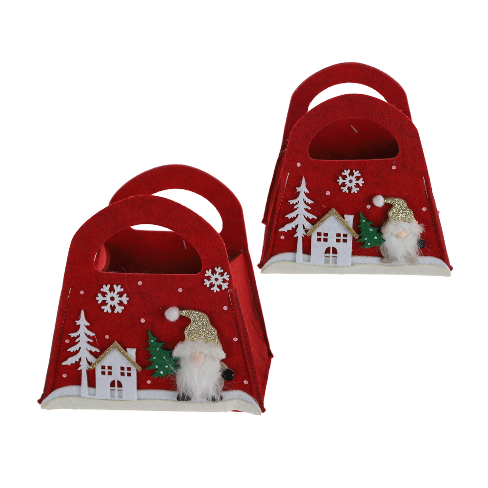 Weihnachten Süßigkeiten Tasche Tragbare Handgemachte Filz Tuch Kleine Tote Kinder Körbe Geschenk 2