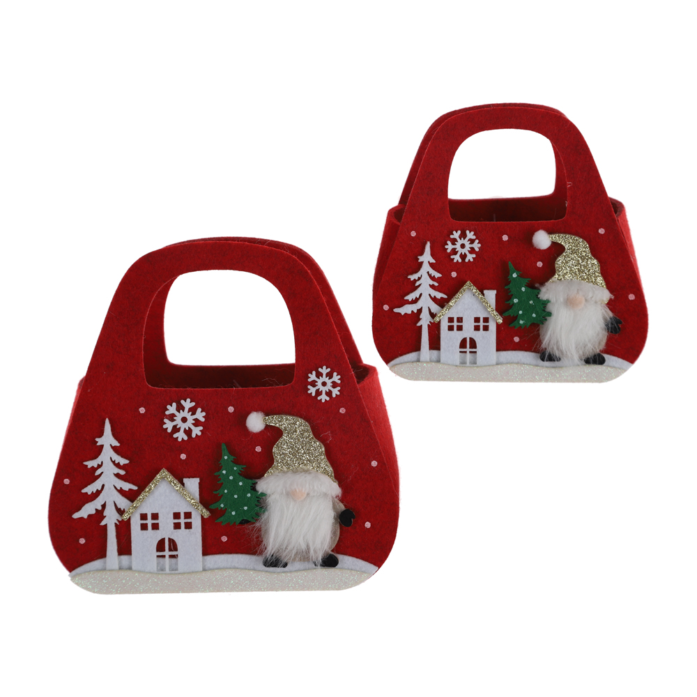 Weihnachten Süßigkeiten Tasche Tragbare Handgemachte Filz Tuch Kleine Tote Kinder Körbe Geschenk 1