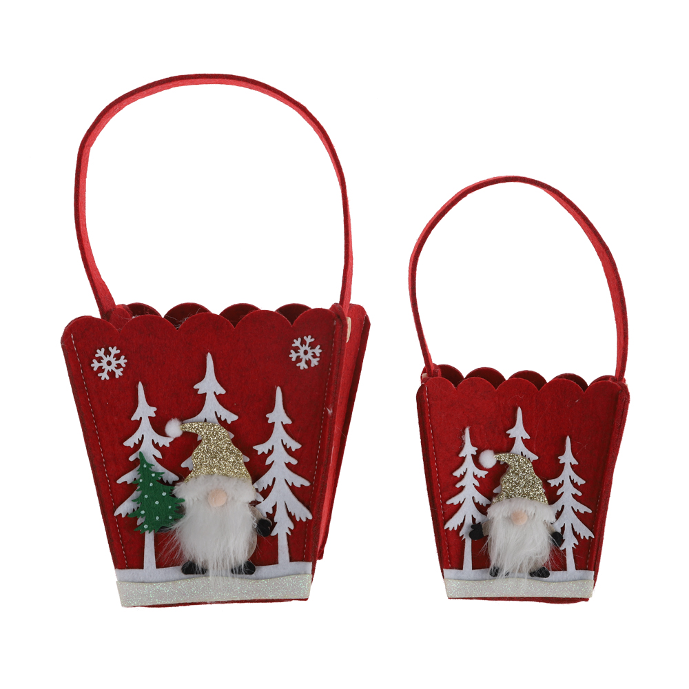 Weihnachten Süßigkeiten Tasche Tragbare Handgemachte Filz Tuch Kleine Tote Kinder Körbe Geschenk 5