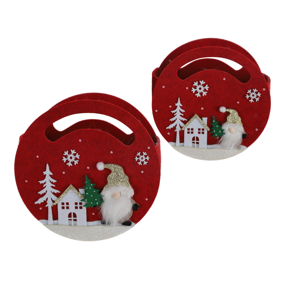 Weihnachten Süßigkeiten Tasche Tragbare Handgemachte Filz Tuch Kleine Tote Kinder Körbe Geschenk 4