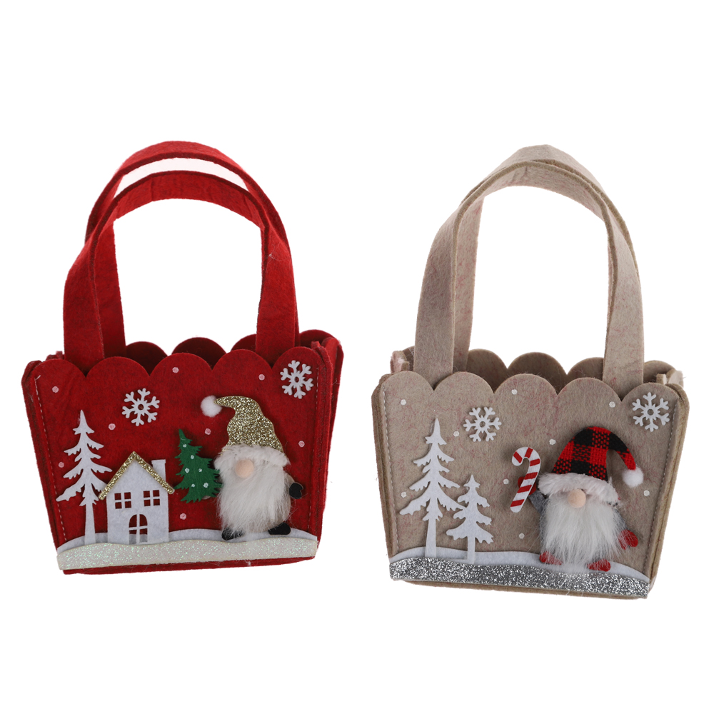 Kinder Weihnachten Filz Geschenk Taschen Mit Griff Weihnachten Snacks Süßigkeiten Lagerung Tasche Reusable Mini Handtasche 2