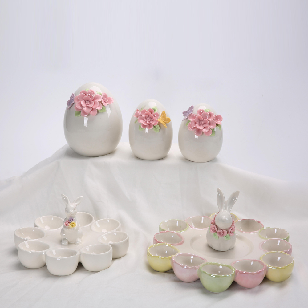 Ostern Frühling Garten Party Tischdekoration Eier Blumen Vögel Keramik Ornamente 2