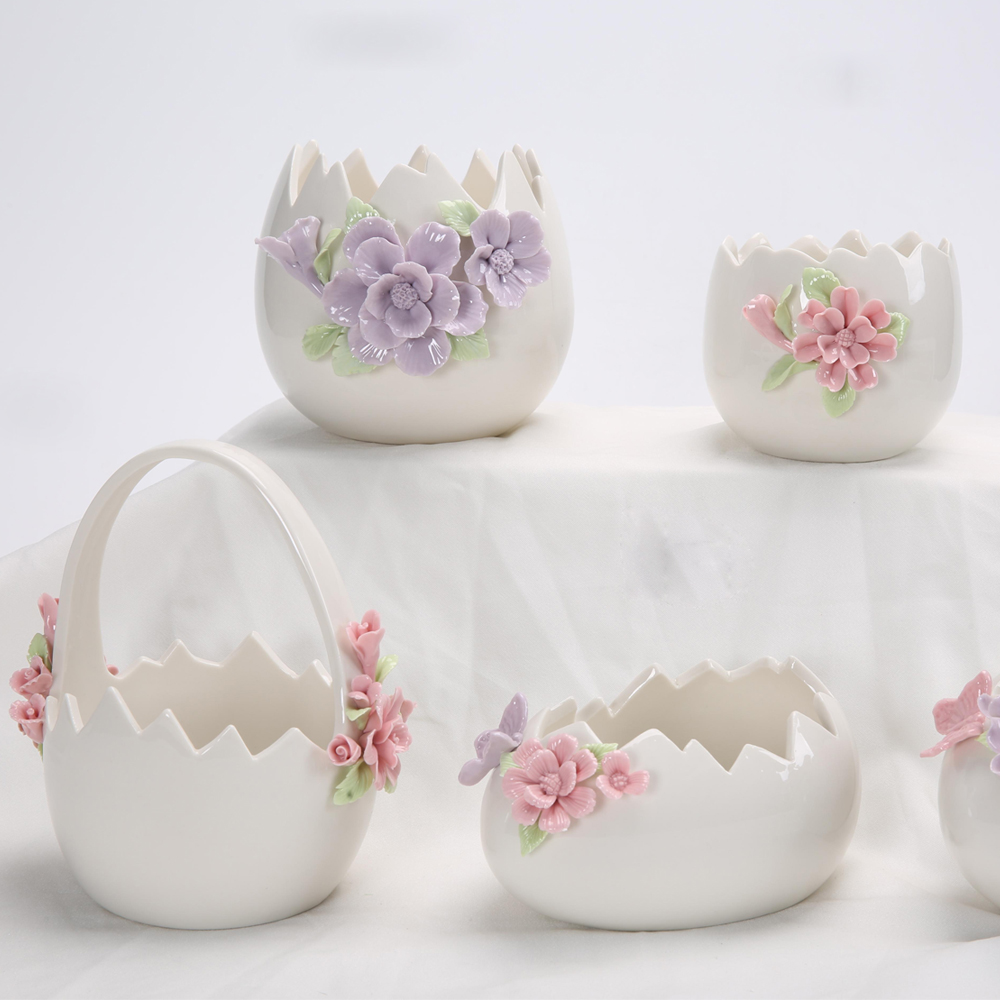 Ostern Frühling Garten Party Tischdekoration Eier Blumen Vögel Keramik Ornamente 8