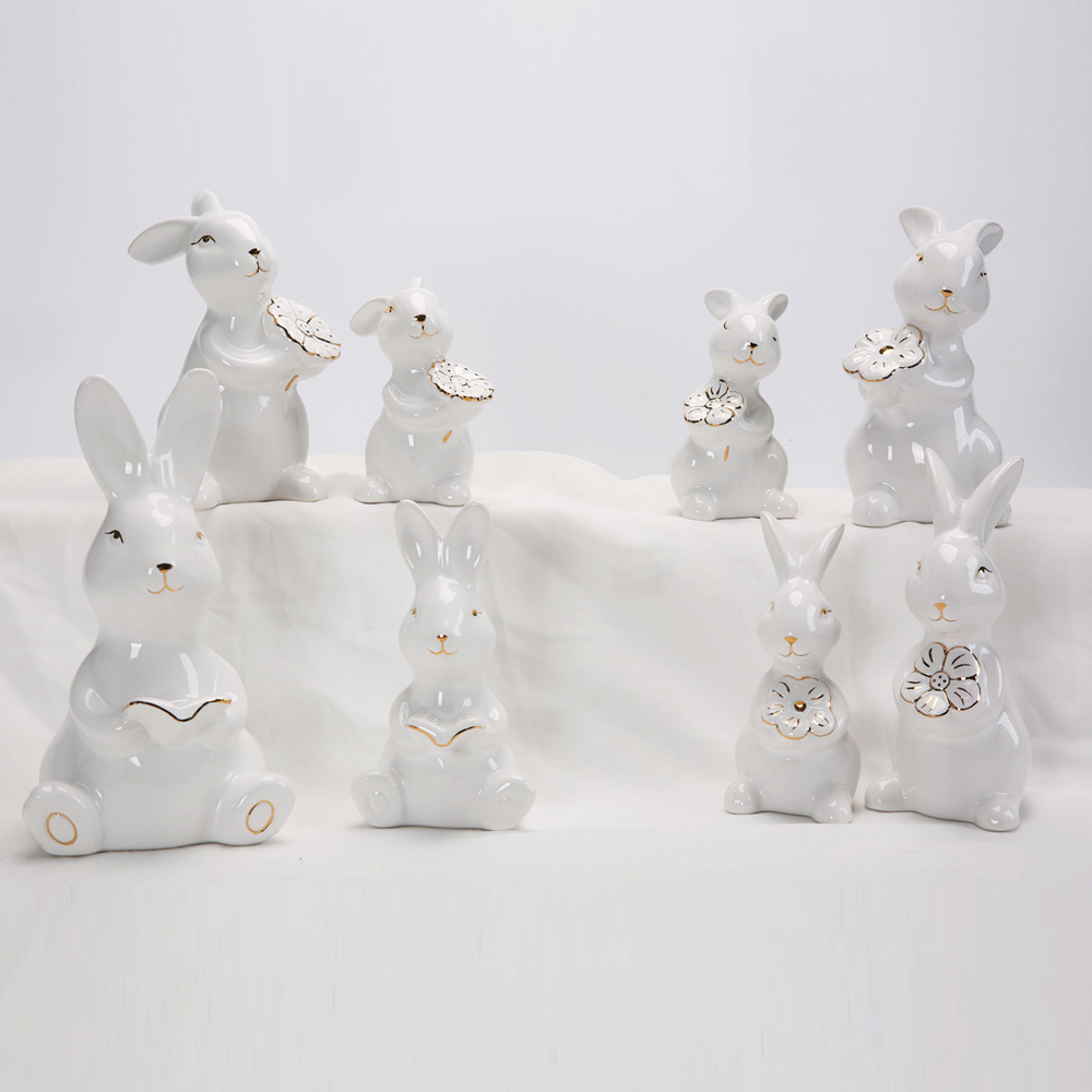 Osterhasen Dekorationen Frühling Home Decor Hasen Figuren Keramik Kaninchen Figur 1