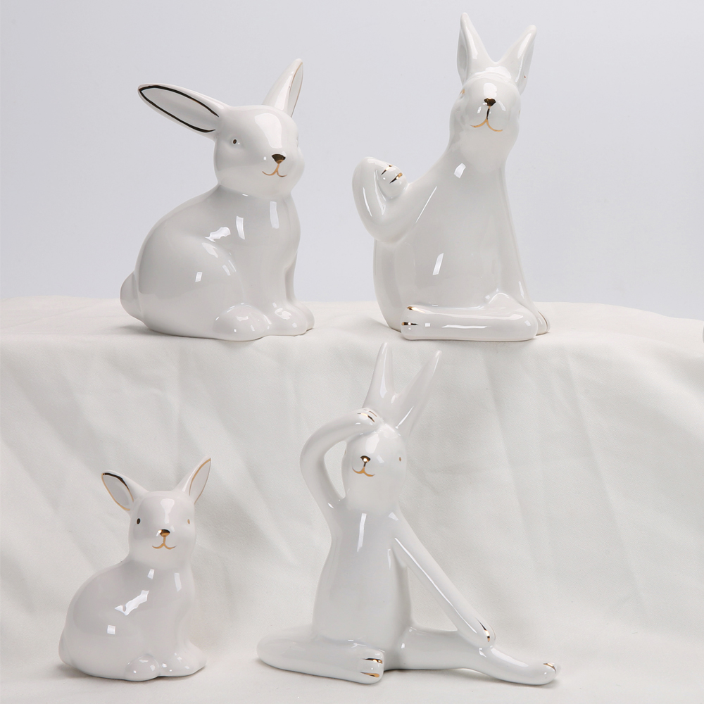 Osterhasen Dekorationen Frühling Home Decor Hasen Figuren Keramik Kaninchen Figur 3