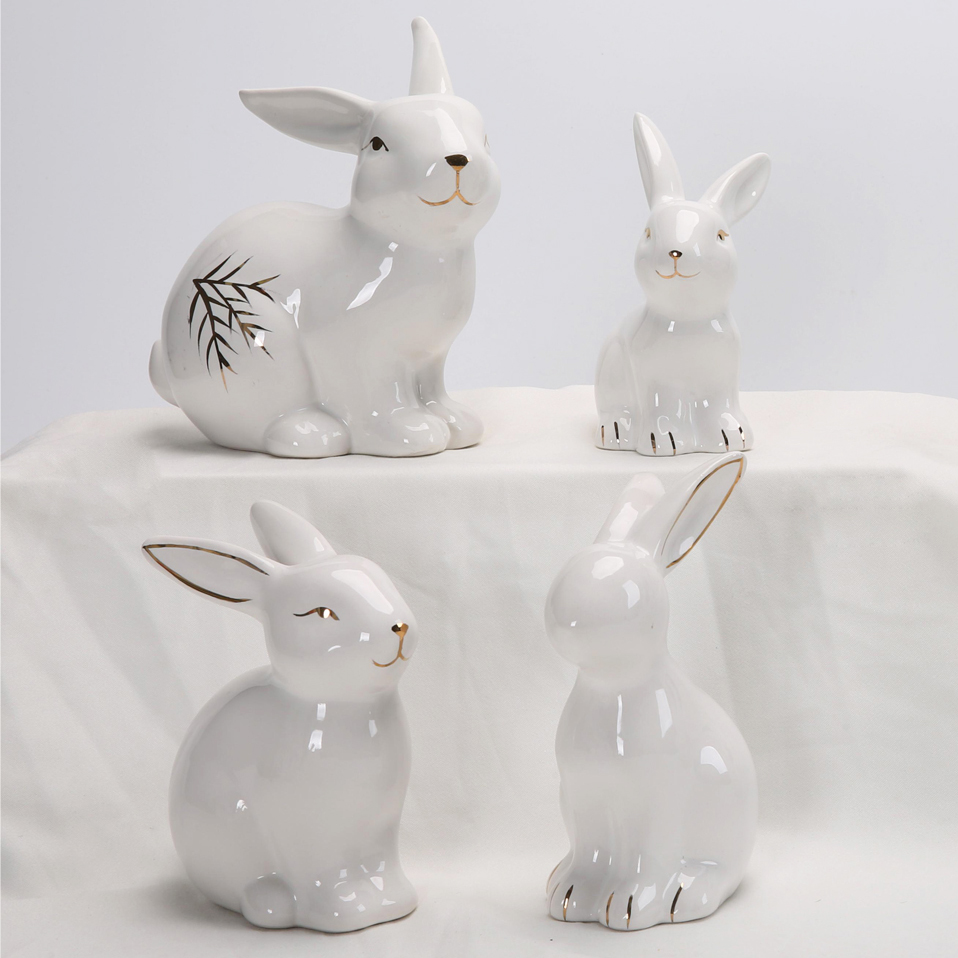 Osterhasen Dekorationen Frühling Home Decor Hasen Figuren Keramik Kaninchen Figur 4