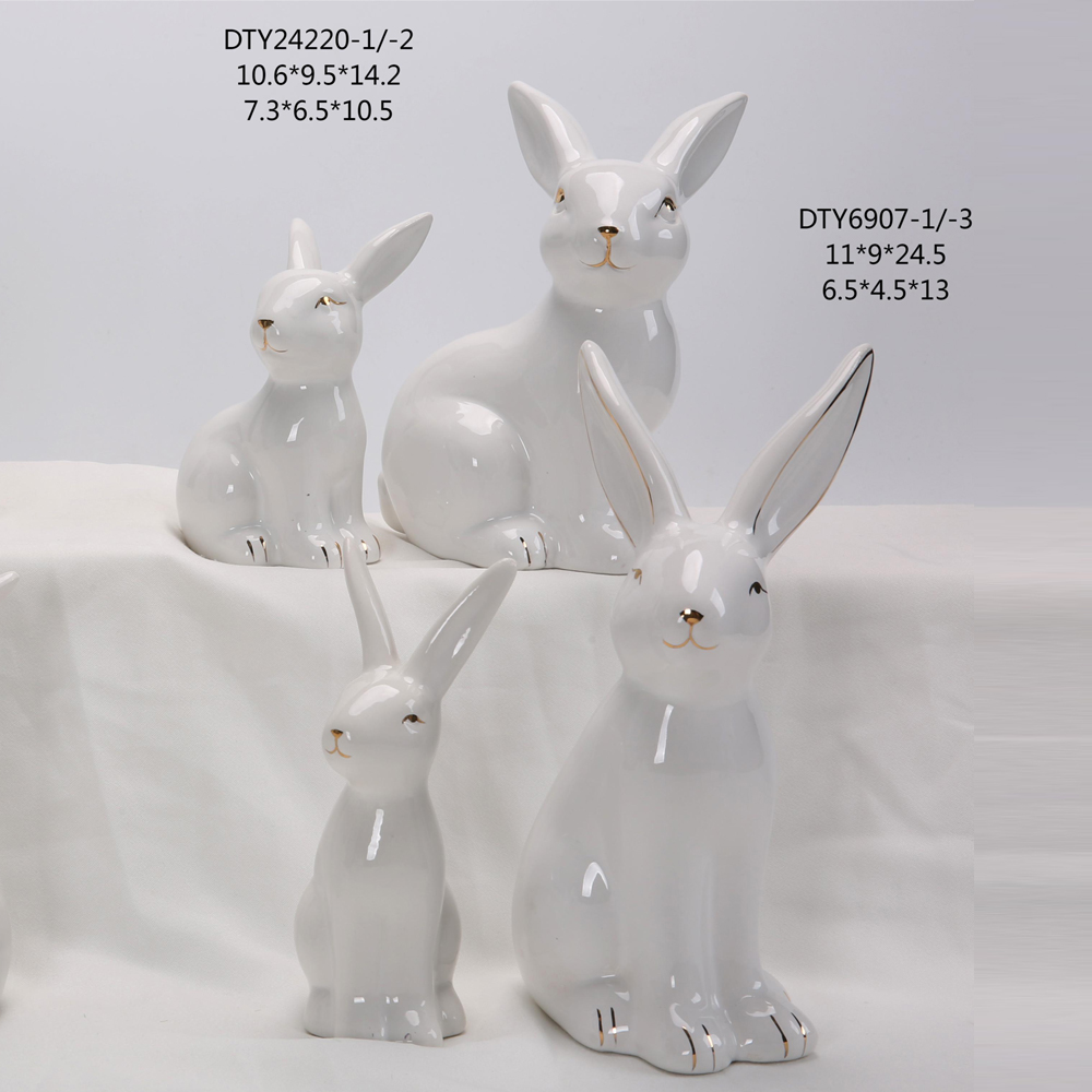 Frühling Ostern Decor Home Desktop Decor Weiß Keramik Kaninchen Figuren Statue Set 6