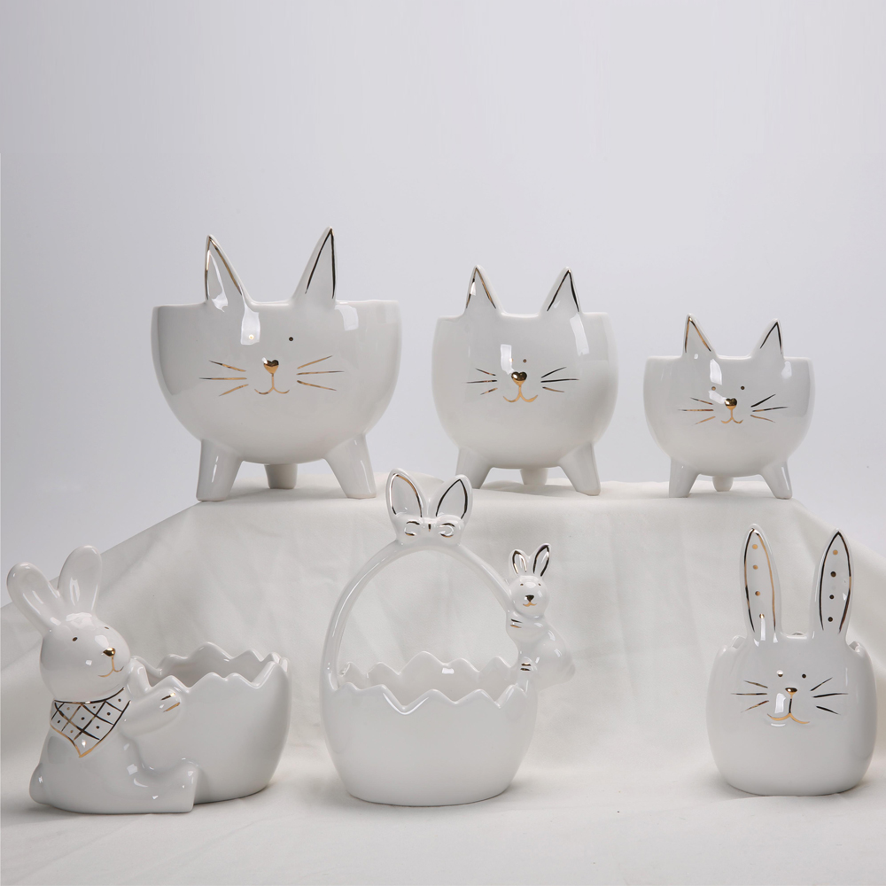 Party Home Urlaub Tabletoper Zubehör Keramik Eier Kaninchen Eierhalter Ornamente 8