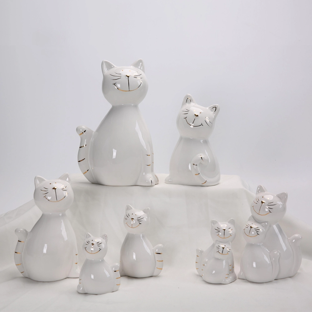 Spring Easter Tabletop Decoration Ceramic Cute Cat Easter Animal Figurine Ornaments 1