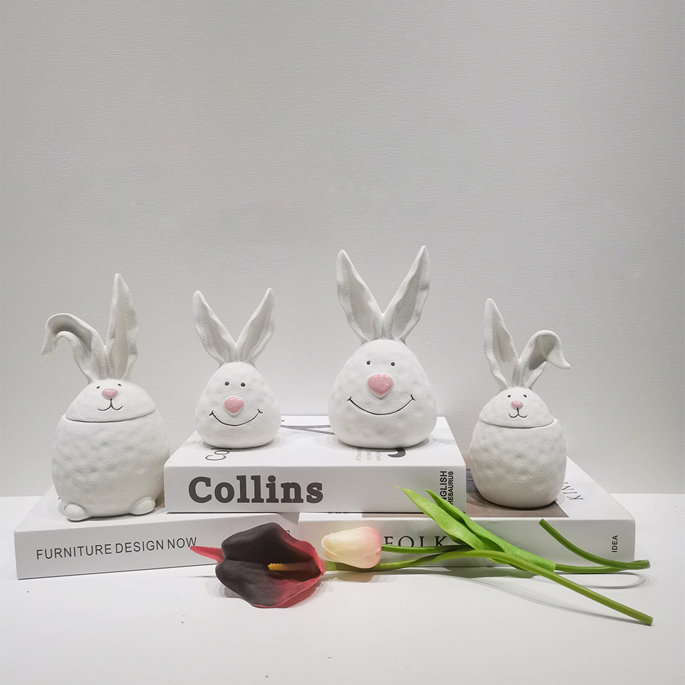 Ostern Frühling Home Desktop Decor Ostern Niedlichen Hase Decor Set Keramik Bunny Figurine 1
