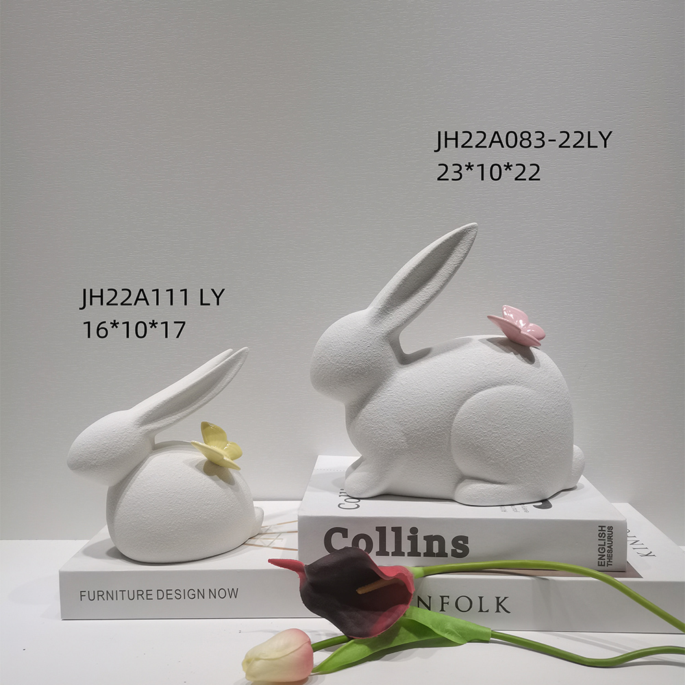 Moderne Statue Schreibtisch Ornament Ostern Tier Miniaturen Kaninchen Keramik Ostern Kaninchen Figur 3